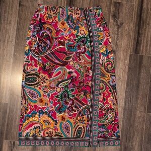 Coldwater Creek Paisley Midi Pencil Skirt XL Multicolor